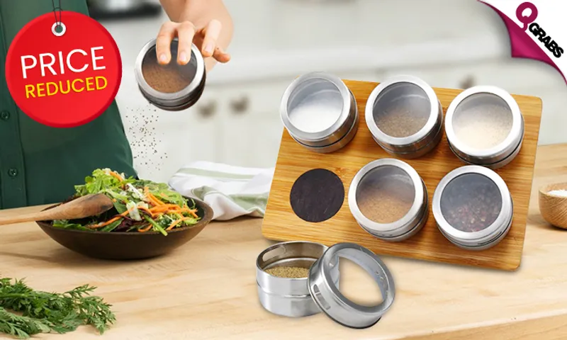 Magnetic Spice Jars with Bamboo Base!